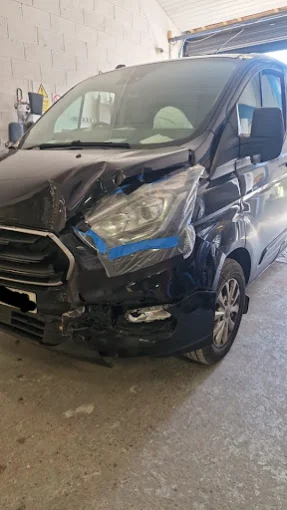 Damaged van front ready for body repair