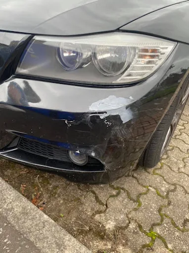 Scratched vehicle bumper ready for repair